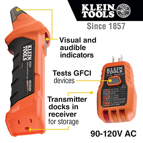 Klein Tools ET310 AC Circuit Breaker Finder with GFCI Outlet Tester - Circuit Breaker Locator, Electrical Testing Tool