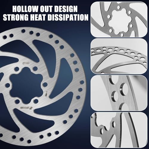 140mm Bike Disc Brake Rotor - Stainless Steel, 6 Bolts, Silver-A