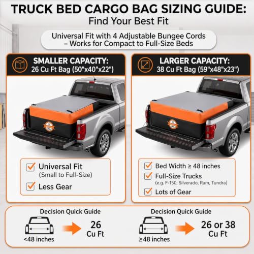 26 Cu Ft Waterproof Truck Bed Cargo Bag - Heavy Duty PVC Storage