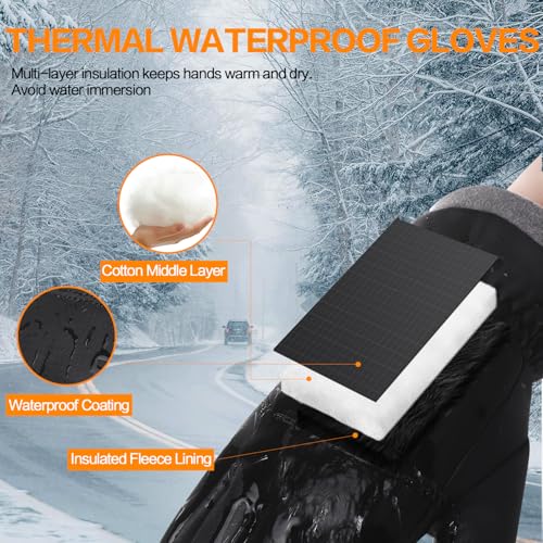 Waterproof Winter Gloves with Cotton Layer - Jet Black, X-Small