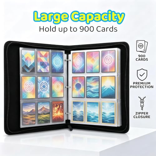 900 Card Baseball Card Binder - Sports Trading Card Album with 9-Pocket Pages