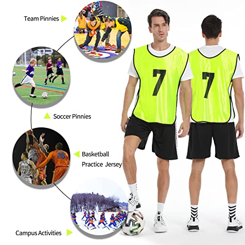 12 Pcs Youth Sports Pinnies - Numbered Practice Jerseys