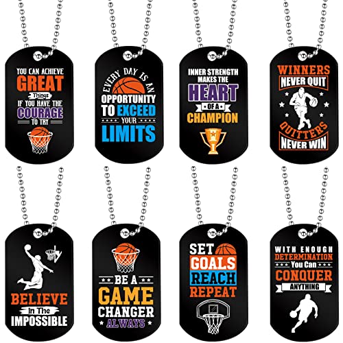 24 Pcs Dog Tags Necklaces - Acrylic & Metal Chain - Basketball