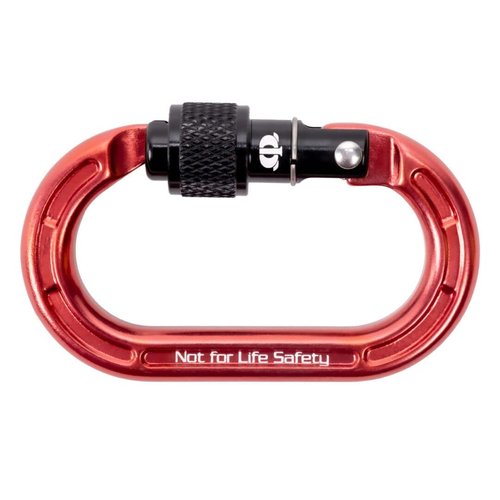 Omega Pacific Micro Raider – Mini Aluminum Keylock Screw-Lok Carabiner for Throwline, Gear Mounting, and Non-PPE Use – Oval Shape, 4kN Strength, Lightweight Accessory Connector - Red