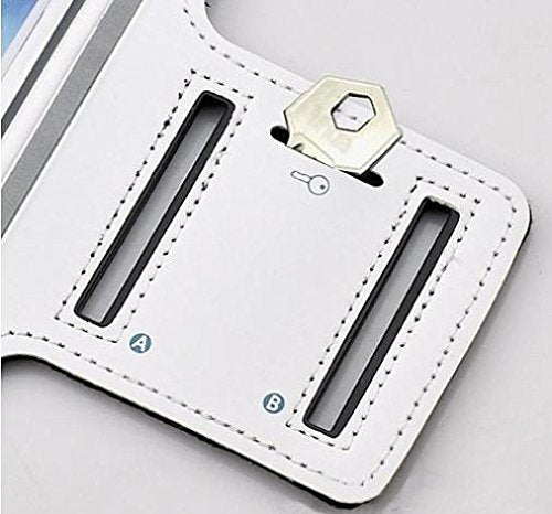 White Neoprene Running Armband for iPod Touch 6 - Adjustable Sports Case
