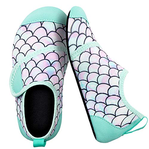 Kids Water Shoes - Quick Dry Aqua Socks for Beach & Sport - Size 12.5-13 Little Kid / A Green Lotus