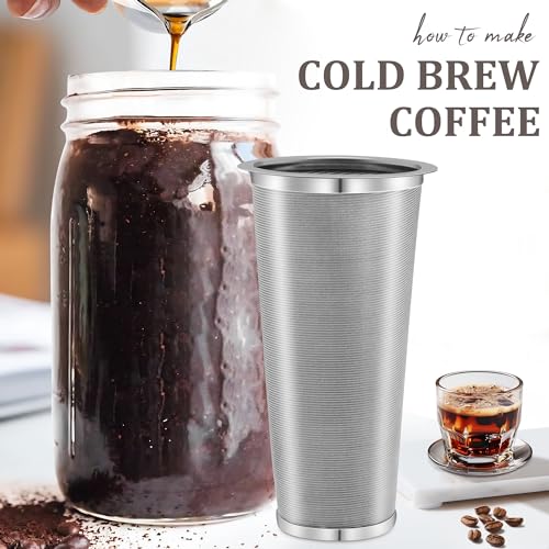 YMMIND 1 Quart Stainless Steel Cold Brew Coffee Filter for Wide Mouth Mason Jars