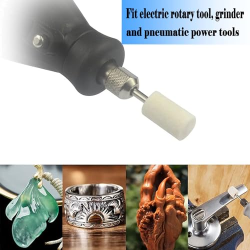 Luo ke 24 Pcs Wool Felt Polishing Bits - 3/32'' Shank Wool Felt Buffing Polishing Kits for Rotary Tools Includes Dremel