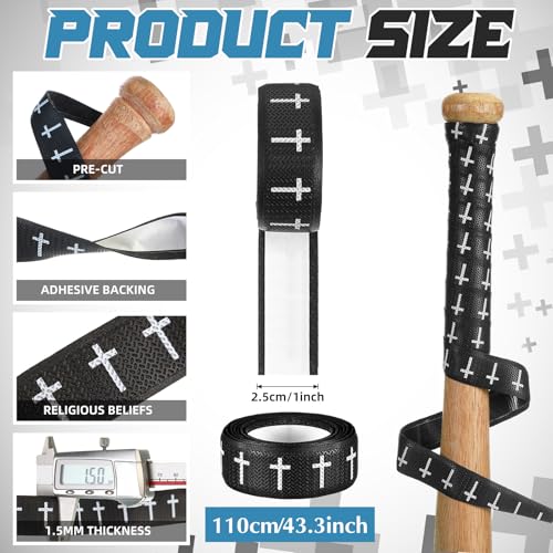 Cushioned Cross Design Bat Grip Tape for Baseball & Softball - Black