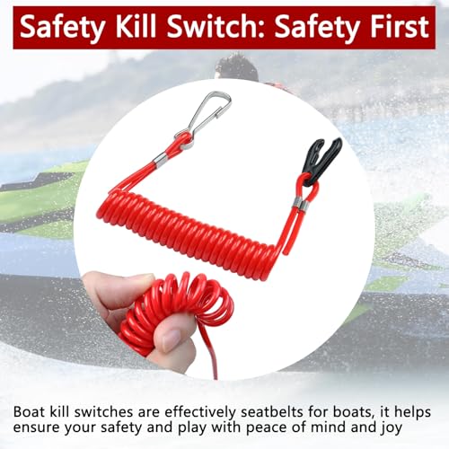Boat Engine Safety Kill Switch Lanyard Tether - 3.5 Inch Coiled
