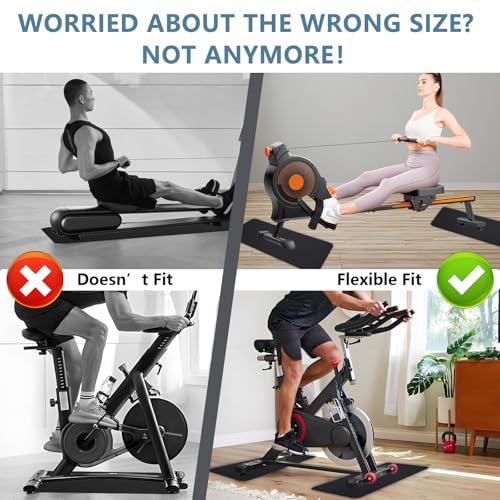 2-Piece Non-Slip Exercise Bike Mat Set - 0.24" Thick Floor Protector