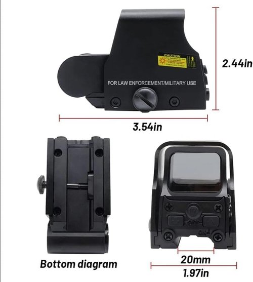 Holographic Sight 552/553 - Red/Green Dot Sight with 5 Brightness Levels | 20mm Rail Mount, Black, Metal/Plastic, Water-Resistant, Shockproof