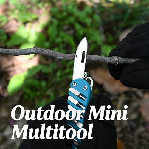 7-in-1 EDC Pocket Knife Multitool - Keychain Tool, Blue, 2.8"