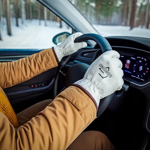 Giorgino Leather Work Gloves Men Pack of 6 Heavy Duty Cowhide Driver Gloves Safety Work Gloves for Gardening & Construction