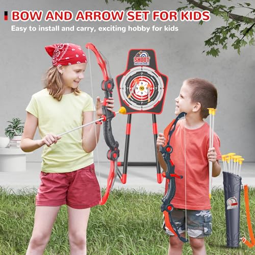 GMAOPHY Red LED Light Up Kids Bow and Arrow Toy Set - 2 Pack for Indoor & Outdoor Play