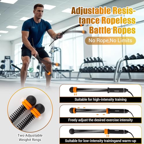 Adjustable Ropeless Battle Ropes - Portable Workout Equipment - Black