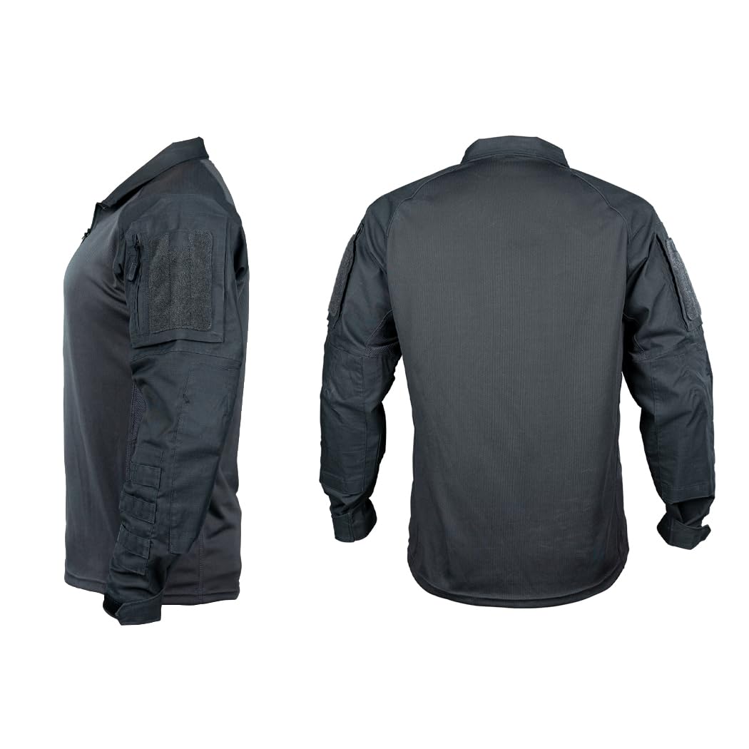 IDOGEAR Men’s Combat Shirts Tactical Long Sleeve Shirt with Elbow Pads Military BDU Shirts with Pockets Airsoft Clothing(Gray,Large)