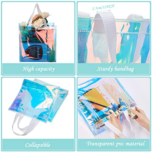 Clear Stadium Approved Tote Bags - 12 Pack with Handles - Laser Color