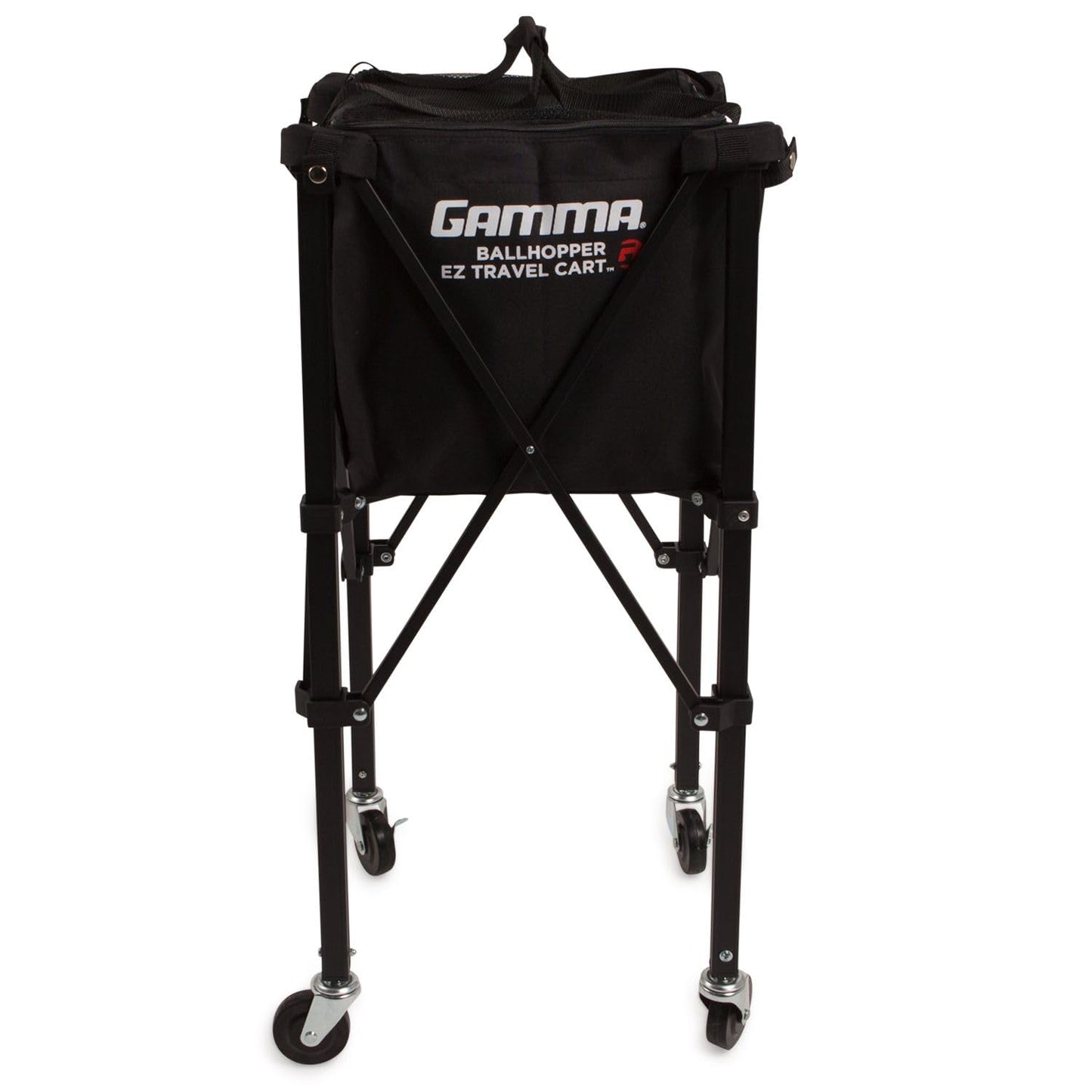 GAMMA Sports EZ Travel Cart, Tennis Pickleball & Padel Hopper, Portable Compact Design, Sturdy Lightweight Construction, EZ Bags, 150 Tennis Ball Capacity, Premium Carrying Case Included