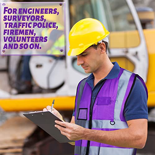 EBOOT 10 Pcs Safety Vests High Visibility Safety Vest with Reflective Strips for Construction Outdoor Running Cycling Walking at Night(Purple)