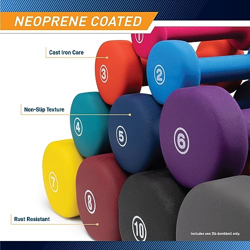 Azure Neoprene Dumbbell - 2lb Single Hand Weight for Home Gym
