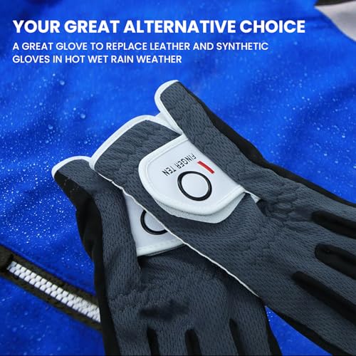 Golf Gloves for Men - 6 Pack, Left Hand, White, Large - All Weather Grip