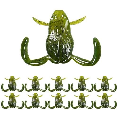Topwater Frog Lure for Bass Fishing - 2.2in Soft Plastic Bait (10pcs)