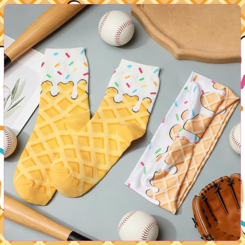Ice Cream Sports Headband and Sock Set - White