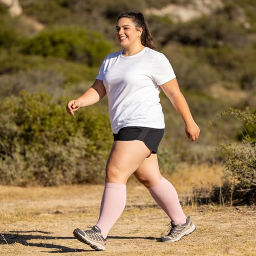 Plus Size Compression Socks for Women & Men - Pink, X-Large-XX-Large