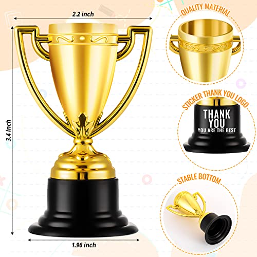 Mini Trophy Cups - 9 Pcs Plastic Gold Award Trophies for Kids