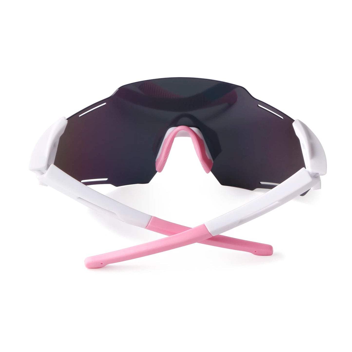 KFPH Polarized Sports Sunglasses for Women Bike Glasses Cycling Driving Fishing Mountain Bike Sunglasses UV400 Protection, White/Pink Lenses