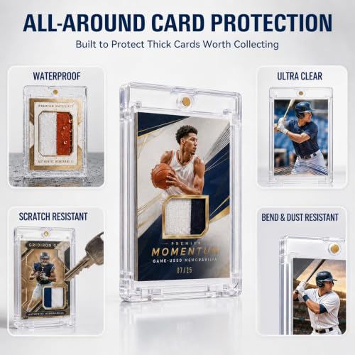 130PT Magnetic Card Holders - 50 Slim Cases for Thick Trading Cards