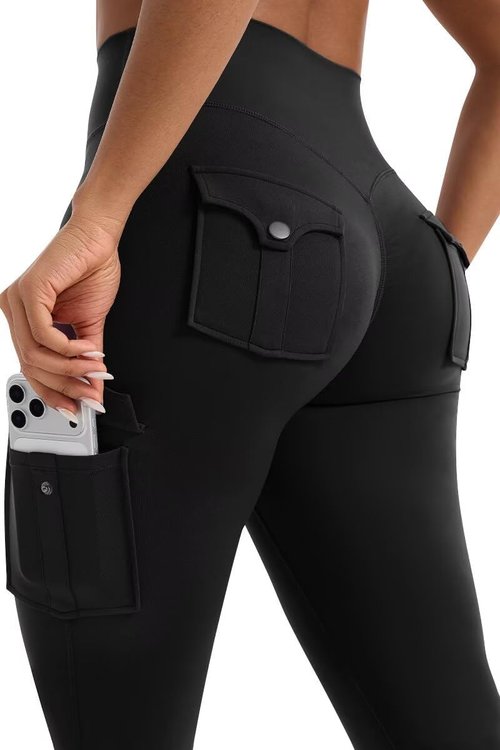 Flamingals Women's High Waisted Flared Leggings - Tummy Control & Scrunch Butt Lift with Pockets