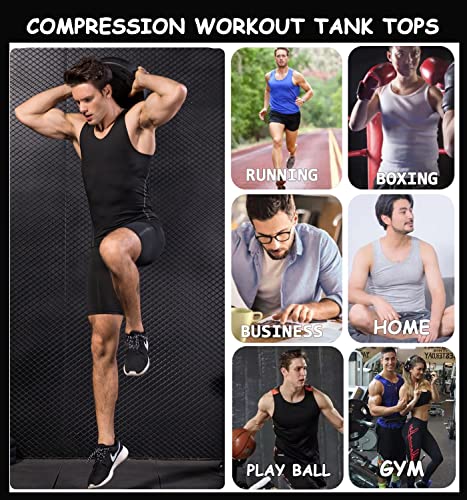 Men's Compression Sleeveless Tank Top - Dry Fit Athletic Undershirt - Small, Black