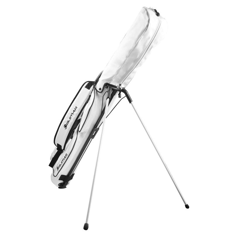 Orlimar Pitch 'N Putt Elite Synthetic Leather Sunday Golf Bag with Stand for Men & Women, White/Black, Small Lightweight Par 3, Driving Range Golf Bag for a Few Clubs Carry Handle Rain Hood Cover