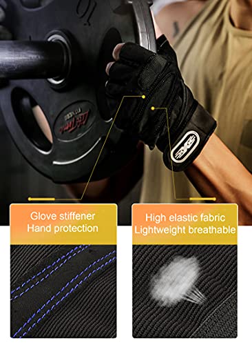 Workout Gloves with Wrist Wraps for Men - Black, Large