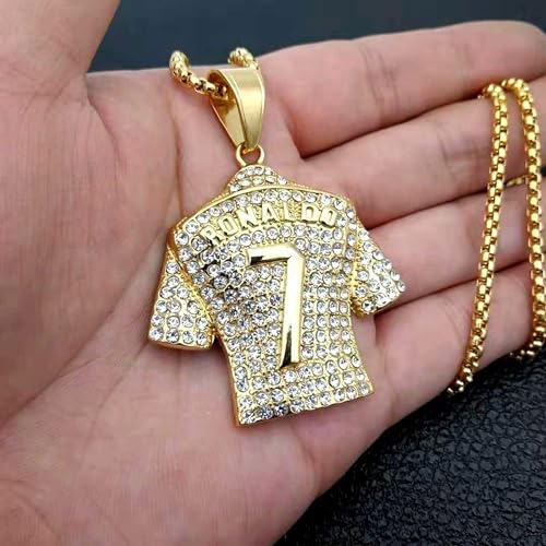 Soccer Jersey Necklace No.7 for Boys and Men - Football Fan Jewelry