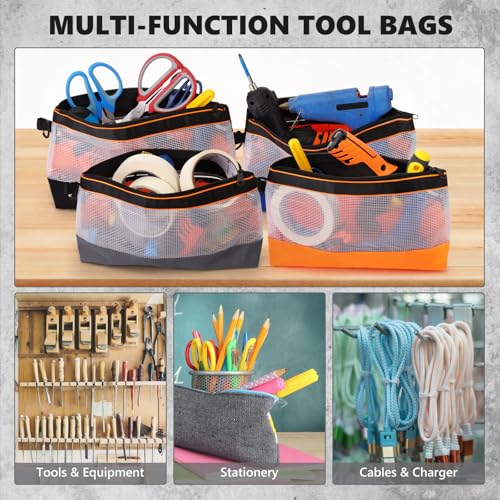 Paterr 16 Pcs Zipper Clear Tool Bag Bulk Small Tool Bag, Heavy Duty Clear Pouch, Multipurpose Waterproof Storage for Men Women Electrician, 4 Color(11.8 Inch)