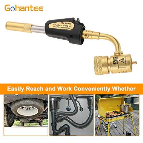 gohantee Propane MAPP Gas Turbo Torch Tips with Self Ignition Trigger Adjustable Regulator Torch Compatible with MAPP MAP Pro Propane CGA600 Cylinder for Welding, HVAC, Brazing, Barbecue or Plumbing