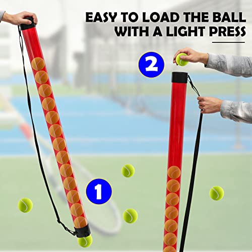 Tennis Ball Pickup Tube - 3 Pcs Red Holder for 18 Balls