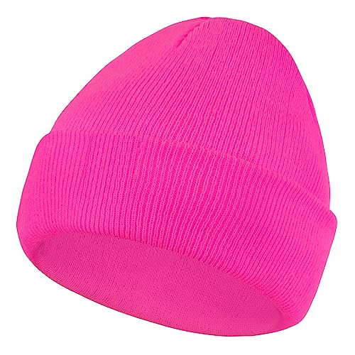 Warm Slouchy Beanie for Men & Women - Hot Pink One Size
