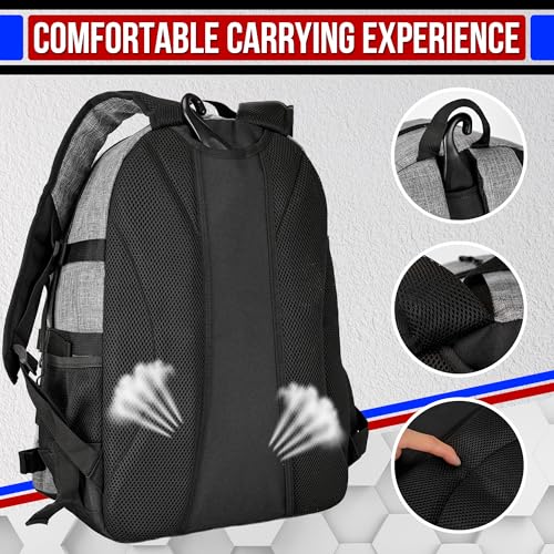 HMLIN OUTDOORS Grey Lacrosse Bag with Dual Stick Holders & Shoe Compartment