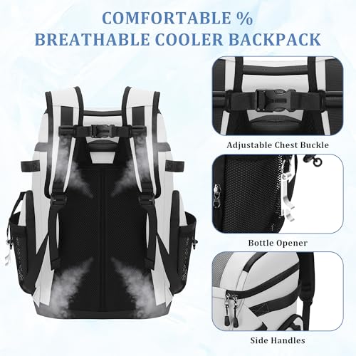 Urtala White 30L Cooler Backpack 48 Can Leakproof Insulated Ice Chest