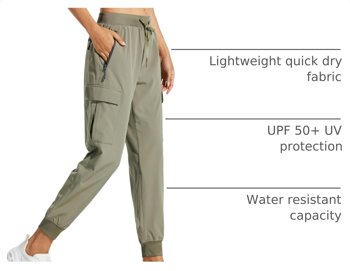 Libin Women's Cargo Joggers Lightweight Quick Dry Hiking Pants Athletic Lounge Casual Travel, Silver Sage XS