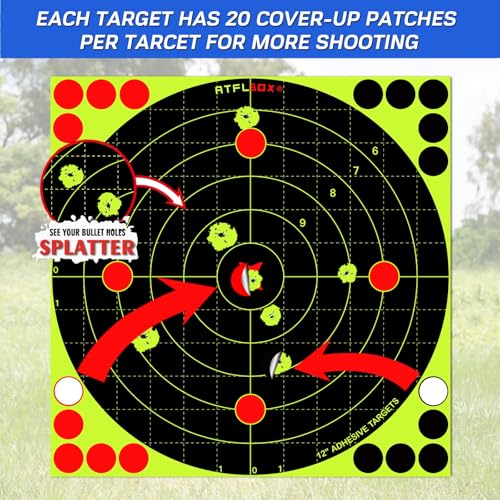 12-Inch Reactive Splatter Bullseye Target Stickers - 10 Pack