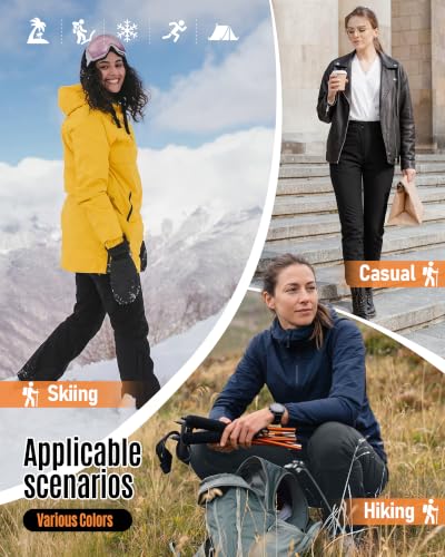 Outdoor Ventures Women's Waterproof Fleece-Lined Snow Ski Pants - Black, 10 / New Velcro Waistband
