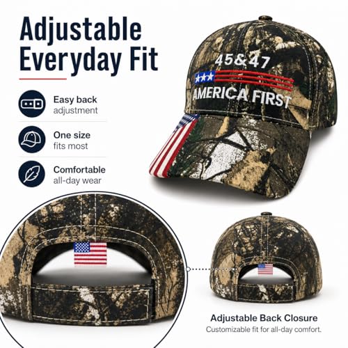 Patriotic Camo Baseball Cap - Adjustable American Flag Hat