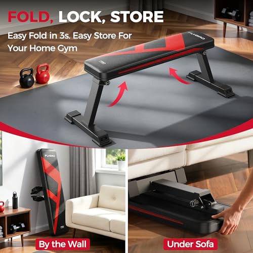 Foldable Flat Weight Bench for Home Gym - 600 lbs Capacity