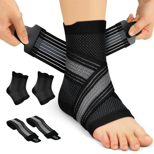 Ankle Braces for Plantar Fasciitis Relief - 2 Pairs Black, Medium