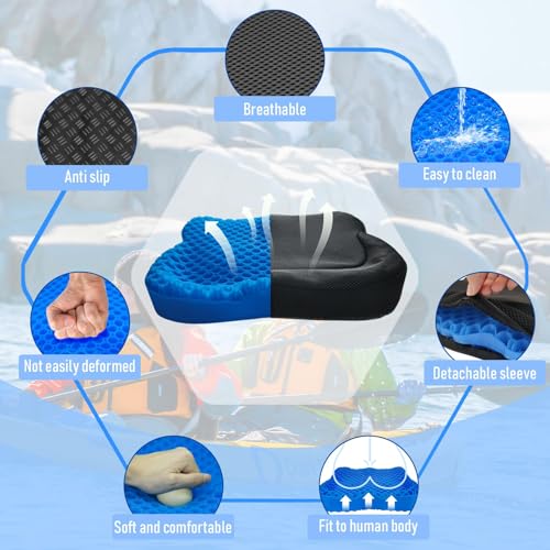 NEW-Vi Blue Extra Large Anti-Slip Kayak Seat Cushion Gel Waterproof Pain Relief